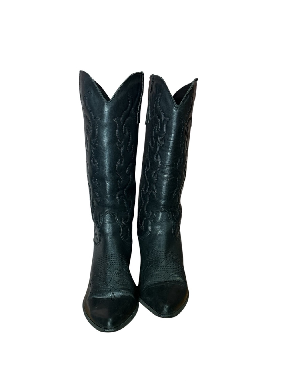 Vintage Italian Leather Point Toe Long Cowboy Boots